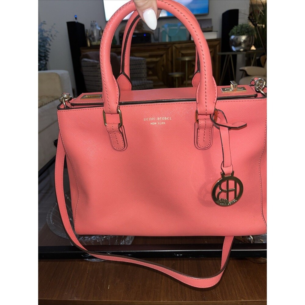 Henri Bendel West 57th Turnlock Key Pink Satchel (1A)b
